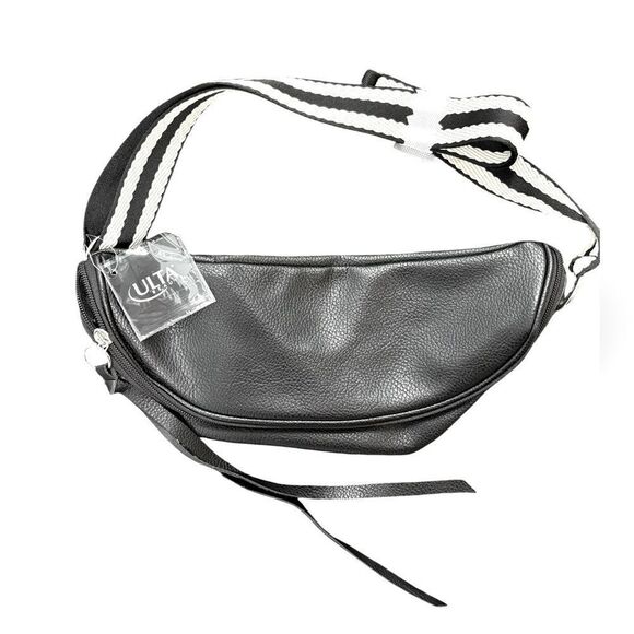 Ulta, NWT Black Crossbody Bag, Belt Bag,With Striped Strap| - Picture 1 of 1